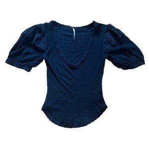 Free people black puff sleeve top